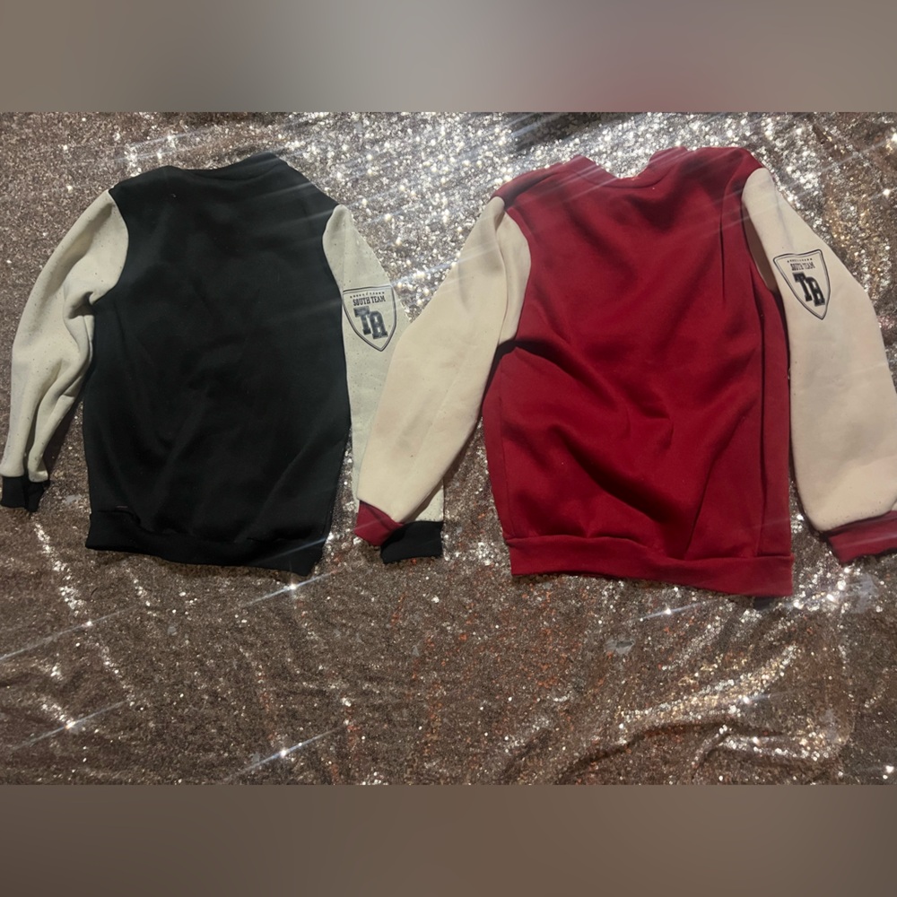 Boys sz 7 SHEIN Burgundy Black Zip-Up bomber Jackets - Picture 4 of 4